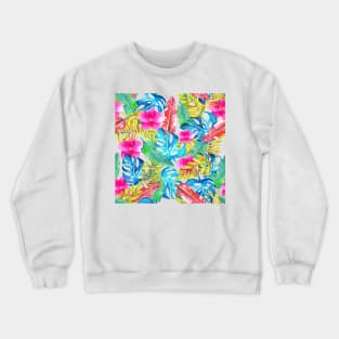 Exotic Watercolor Tropical Plants Pattern Crewneck Sweatshirt